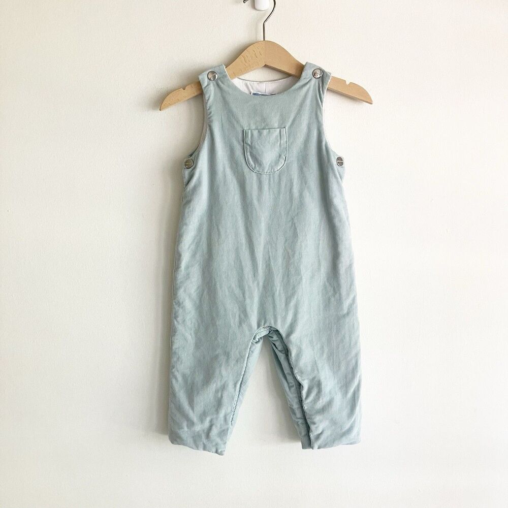 Jacadi Paris Lined Romper Baby 12M Light Blue Pocket Gender Neutral Unisex Soft
